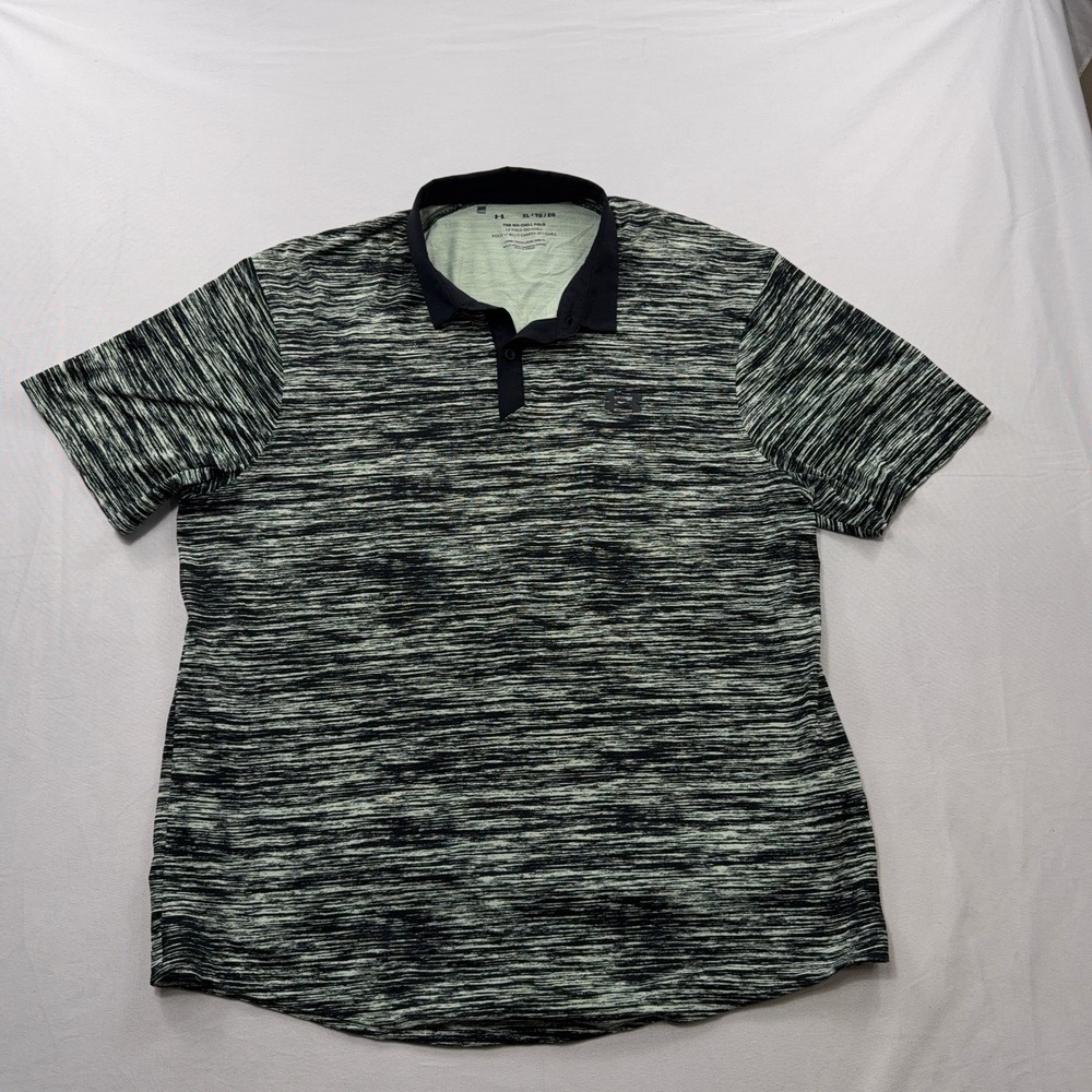 Under Armour Polo Iso-Chill Space Dye Performance Shirt Black Green Mens XL